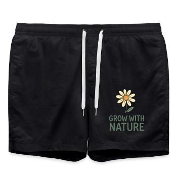 Grow with Nature – Blumenkraft - Badeshorts - Schwarz - Vorne - AI Model Male 185 light (185cm)