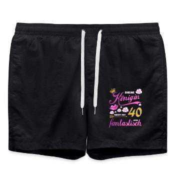 40. Geburtstag Königin Geschenk 40 Jahre - Badeshorts - Schwarz - Vorne - AI Model Male 185 light (185cm)
