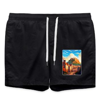 Edinburgh Schottland Großbritannien Reiseposter Souvenir WPA - Badeshorts - Schwarz - Vorne - AI Model Male 185 light (185cm)