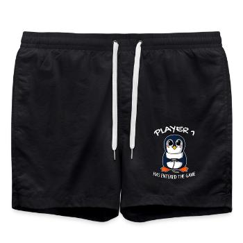Premier bébé joueur 1 bébé pingouin enceinte - Short de bain - noir - Devant - AI Model Male 185 light (185cm)