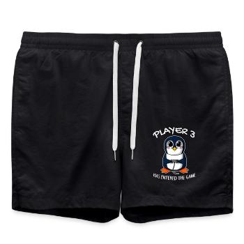 Drittes Kind Spieler 3 Schwanger Baby Pinguin - Badeshorts - Schwarz - Vorne - AI Model Male 185 light (185cm)