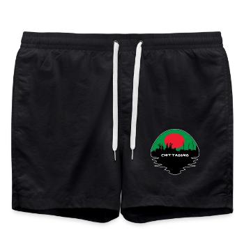 Chittagong Bangladesch Flagge Skyline Silhouette Trav - Badeshorts - Schwarz - Vorne - AI Model Male 185 light (185cm)