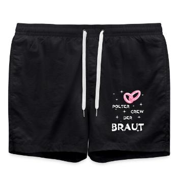 Polterabend Crew Der Braut - Badeshorts - Schwarz - Vorne - AI Model Male 185 light (185cm)