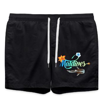 Malediven Tropischer Meeresglanz Walhai Souvenir - Badeshorts - Schwarz - Vorne - AI Model Male 185 light (185cm)