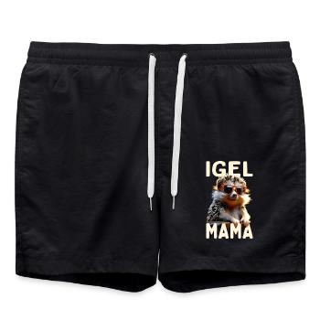 Igel Mama Mom Igelfrau Muttertag Igelmama Igel Mum - Badeshorts - Schwarz - Vorne - AI Model Male 185 light (185cm)