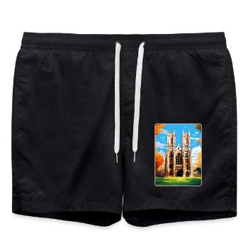Westminster Abbey London England Uk Travel Poster - Swim Trunks - black - Front - AI Model Male 185 light (185cm)