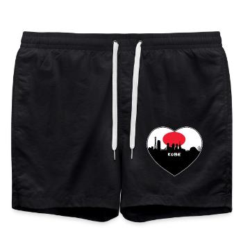 Kobe Japan Flagge Skyline Reise Souvenir - Badeshorts - Schwarz - Vorne - AI Model Male 185 light (185cm)
