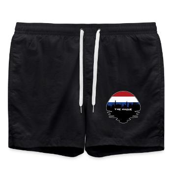 Den Haag Niederlande Flagge Skyline Silhouette Trav - Badeshorts - Schwarz - Vorne - AI Model Male 185 light (185cm)