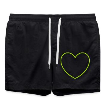 grünes Herz grün Geschenk Freundin  - Badeshorts - Schwarz - Vorne - AI Model Male 185 light (185cm)