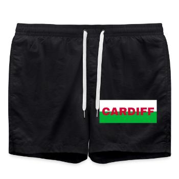 Cardiff City in Wales Flag United Kingdom - Swim Trunks - black - Front - AI Model Male 185 light (185cm)