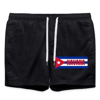 Havanna-Stadt unter kubanischer Flagge - Badeshorts - Schwarz - Vorne - AI Model Male 185 light (185cm)