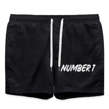 Number 1 - one - first - first - 1 - number 1 - Swim Trunks - black - Front - AI Model Male 185 light (185cm)