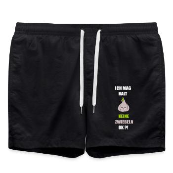 Ich mag keine Zwiebeln - Badeshorts - Schwarz - Vorne - AI Model Male 185 light (185cm)