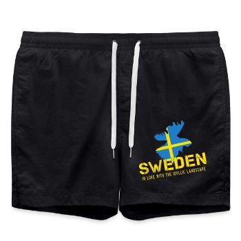 Sweden Sverige Schwede - Badeshorts - Schwarz - Vorne - AI Model Male 185 light (185cm)