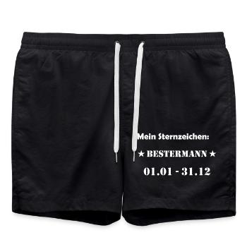 Bester Mann Wassermann Sternzeichen - Badeshorts - Schwarz - Vorne - AI Model Male 185 light (185cm)