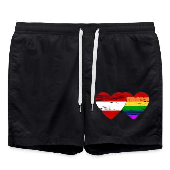 Österreich Regenbogen Flagge used - Badeshorts - Schwarz - Vorne - AI Model Male 185 light (185cm)