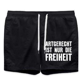 ARTGERECHT IST NUR DIE FREIHEIT - Badeshorts - Schwarz - Vorne - AI Model Male 185 light (185cm)