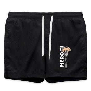 Goldbraune Pierogi Kartoffelfüllung - Badeshorts - Schwarz - Vorne - AI Model Male 185 light (185cm)