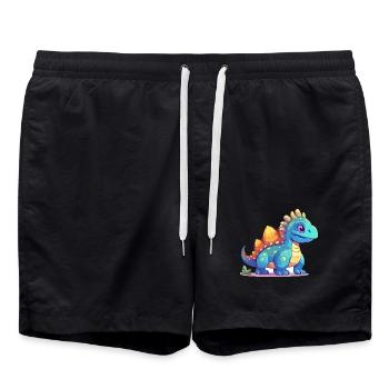Dinosaurier buntes Aquarell Cartoon Kawaii Tier - Badeshorts - Schwarz - Vorne - AI Model Male 185 light (185cm)