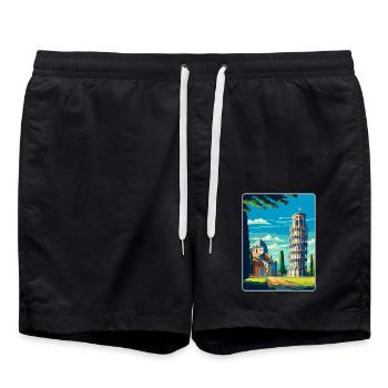 Pisa Italy Vintage Travel Poster Souvenir Souvenir - Swim Trunks - black - Front - AI Model Male 185 light (185cm)