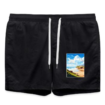 Polzeath Cornwall Vintage Reiseposter Souvenir - Badeshorts - Schwarz - Vorne - AI Model Male 185 light (185cm)