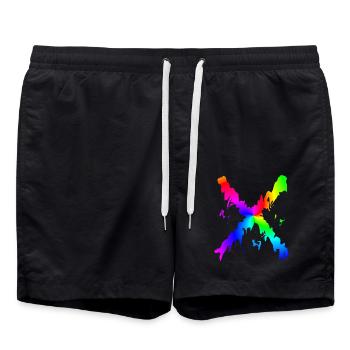 X Desing rainbow - Swim Trunks - black - Front - AI Model Male 185 light (185cm)
