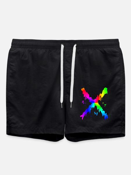 X Desing regenbogen - Badeshorts - Schwarz