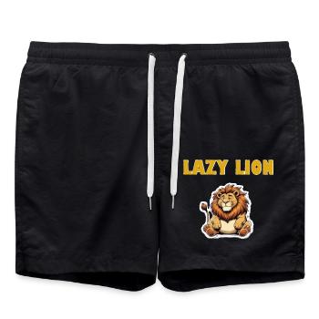 Lazy Lion Cartoon - Swim Trunks - black - Front - AI Model Male 185 light (185cm)