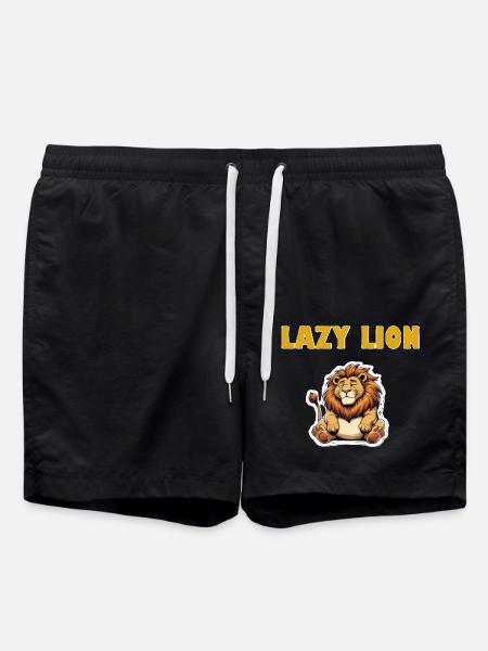 Fauler Löwe Cartoon - Badeshorts - Schwarz