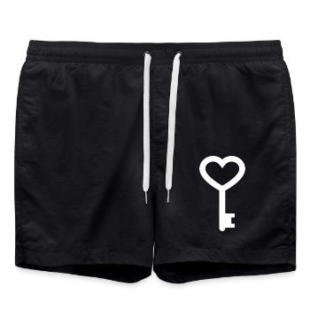 Herzschlüssel Symbol - Badeshorts - Schwarz - Vorne - AI Model Male 185 light (185cm)