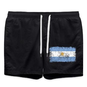 Argentinische Flagge Argentinien Argentinienflagge - Badeshorts - Schwarz - Vorne - AI Model Male 185 light (185cm)