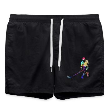 Paradenstarker Floorball Torhüter - Badeshorts - Schwarz - Vorne - AI Model Male 185 light (185cm)