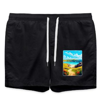 Îles Scilly Uk Affiche de voyage vintage souvenir - Short de bain - noir - Devant - AI Model Male 185 light (185cm)