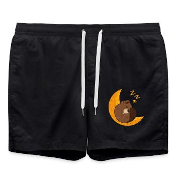 Schlafender Biber Wildtier Tier Kanada Damm Nageti - Badeshorts - Schwarz - Vorne - AI Model Male 185 light (185cm)