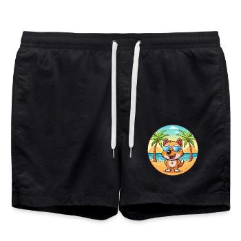 Dog Funny Cartoon Summer Beach Sunglasses - Swim Trunks - black - Front - AI Model Male 185 light (185cm)