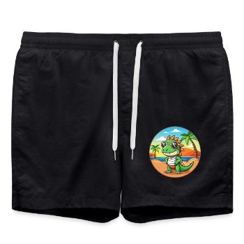Iguane Lunettes de soleil de plage d’été de dessin animé drôle - Short de bain - noir - Devant - AI Model Male 185 light (185cm)
