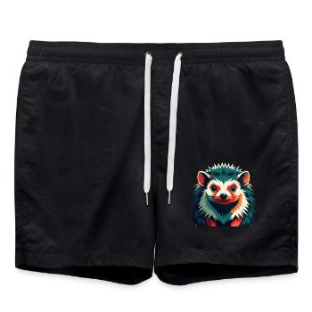 Hérisson Personnage De Dessin Animé Animal De Compagnie Coloré - Short de bain - noir - Devant - AI Model Male 185 light (185cm)