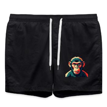 Singe Dessin Animé Personnage Animal De Compagnie Coloré - Short de bain - noir - Devant - AI Model Male 185 light (185cm)