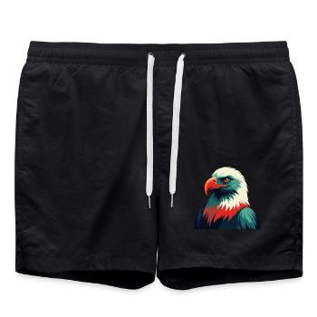 Adler Cartoon Figur Buntes Haustier Tier - Badeshorts - Schwarz - Vorne - AI Model Male 185 light (185cm)