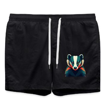 Blaireau Personnage De Dessin Animé Animal De Compagnie Coloré - Short de bain - noir - Devant - AI Model Male 185 light (185cm)