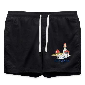 Denmark lighthouse tiny house by the sea - Swim Trunks - black - Front - AI Model Male 185 light (185cm)