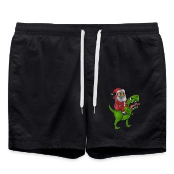 Christmas Dinosaur Ugly Christmas Effect - Swim Trunks - black - Front - AI Model Male 185 light (185cm)