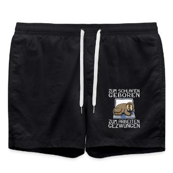 Büro Spruch lustig Faultier Laptop - Badeshorts - Schwarz - Vorne - AI Model Male 185 light (185cm)