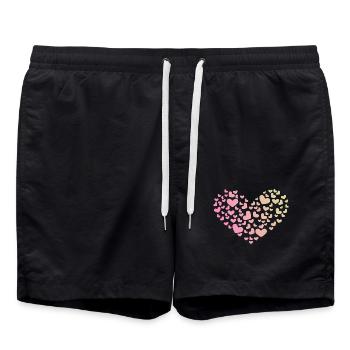 Herz aus Herzchen Liebe Romantisch Jahrestag - Badeshorts - Schwarz - Vorne - AI Model Male 185 light (185cm)