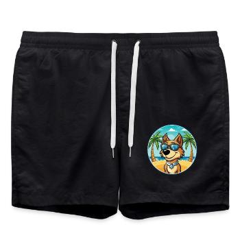Stabij Dog Breed Cartoon Sunglasses Beach - Swim Trunks - black - Front - AI Model Male 185 light (185cm)