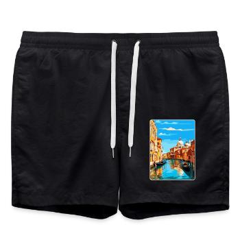Venice Italy Vintage Travel Poster WPA Souvenir - Swim Trunks - black - Front - AI Model Male 185 light (185cm)
