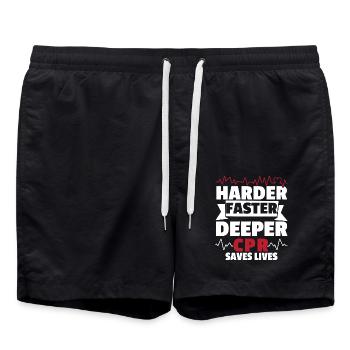 Harder Faster Deeper CPR Rettet Leben Rettungsdien - Badeshorts - Schwarz - Vorne - AI Model Male 185 light (185cm)