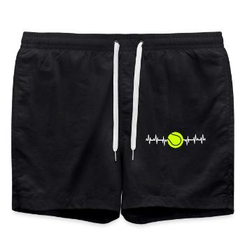 Tennis Heartbeat Shirt Tennis T-Shirt for Players - Badeshorts - Schwarz - Vorne - AI Model Male 185 light (185cm)
