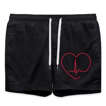 Herzschlag-EKG-Linie Medizinischer Pulswellen-Ikon-Vektor - Badeshorts - Schwarz - Vorne - AI Model Male 185 light (185cm)