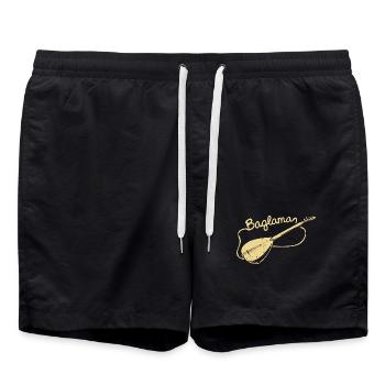 Beschwingter Baglama Saitenvirtuose - Badeshorts - Schwarz - Vorne - AI Model Male 185 light (185cm)